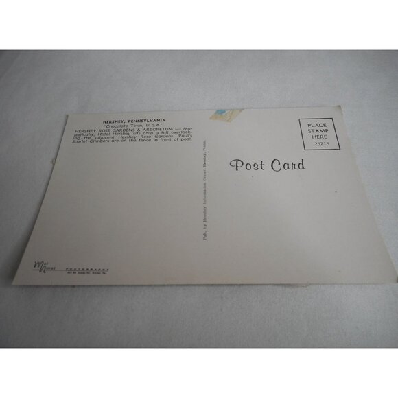 Vintage Postcard unposted Hershey Rose Garden & Arboretum, Hershey, PA - Picture 2 of 2